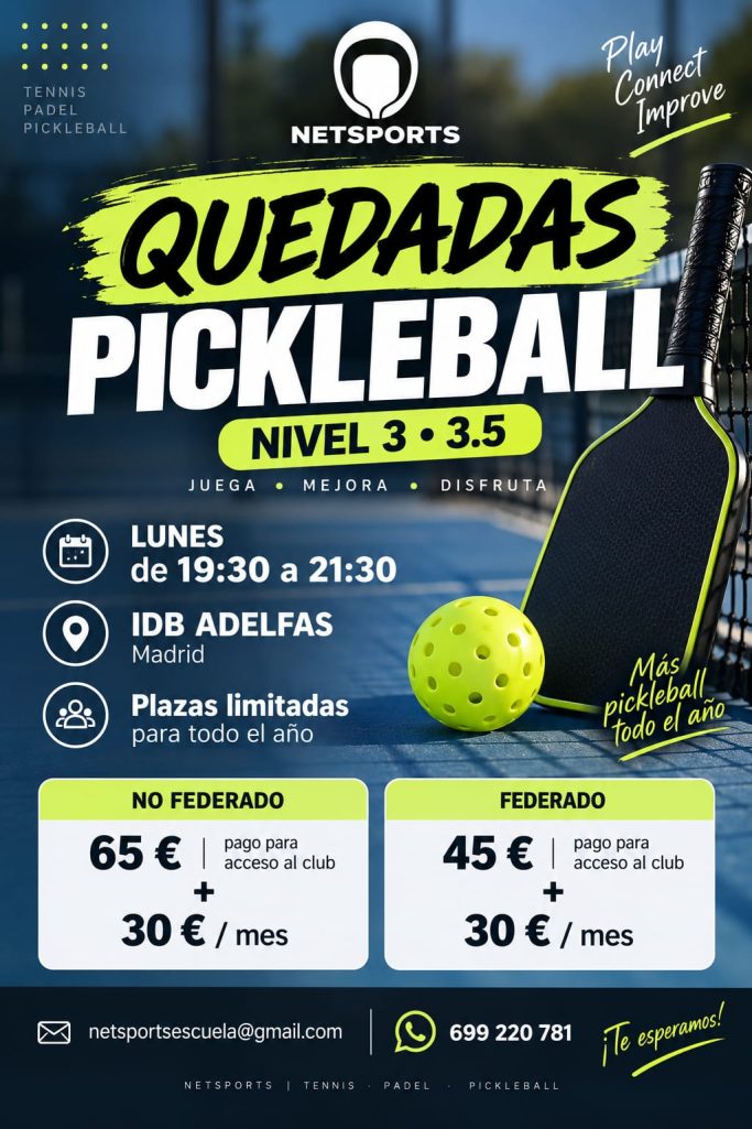 Quedadas Pickleball Pickleball en Retiro, quedadas semanales