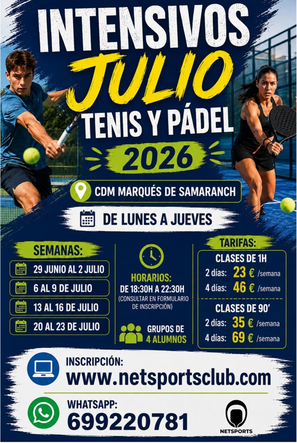 Intensivos verano tenis y pádel